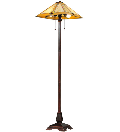 Meyda Tiffany Lighting 138112 Diamond Mission Two Light Floor Lamp Lamp Bronze / Dark