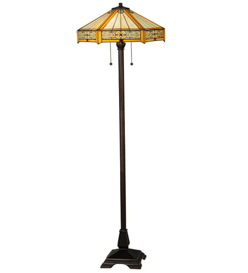 Meyda Tiffany Lighting 138114 Peaches Two Light Floor Lamp Lamp Bronze / Dark