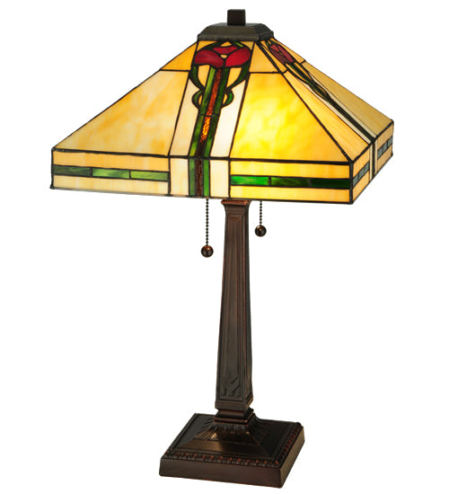 Meyda Tiffany Lighting 138117 Parker Poppy Two Light Table Lamp Lamp Bronze / Dark