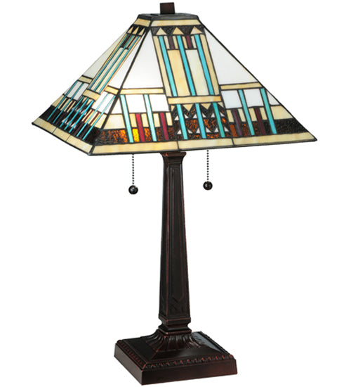 Meyda Tiffany Lighting 138119 Prairie Peaks Two Light Table Lamp Lamp Bronze / Dark