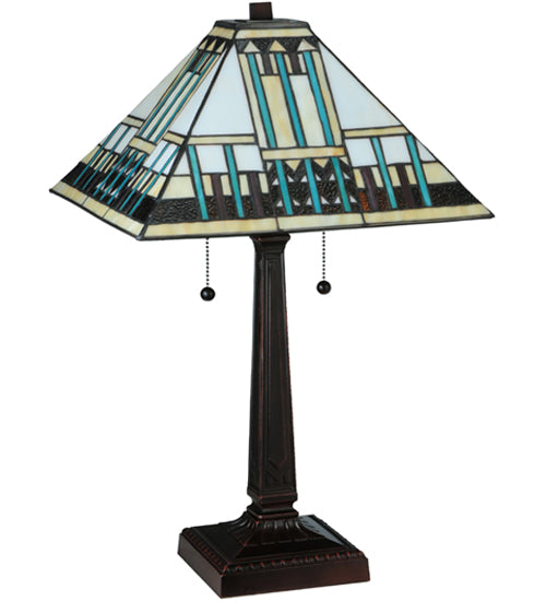Meyda Tiffany Lighting 138119 Prairie Peaks Two Light Table Lamp Lamp Bronze / Dark