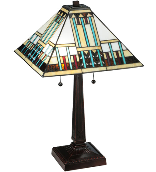 Meyda Tiffany Lighting 138119 Prairie Peaks Two Light Table Lamp Lamp Bronze / Dark