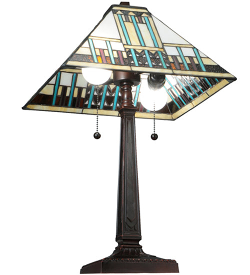 Meyda Tiffany Lighting 138119 Prairie Peaks Two Light Table Lamp Lamp Bronze / Dark