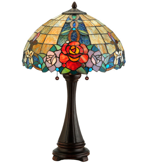 Meyda Tiffany Lighting 138121 Rose Vine Two Light Table Lamp Lamp Bronze / Dark