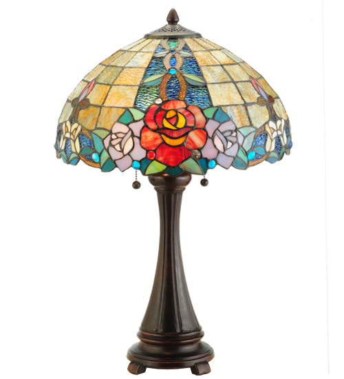 Meyda Tiffany Lighting 138121 Rose Vine Two Light Table Lamp Lamp Bronze / Dark