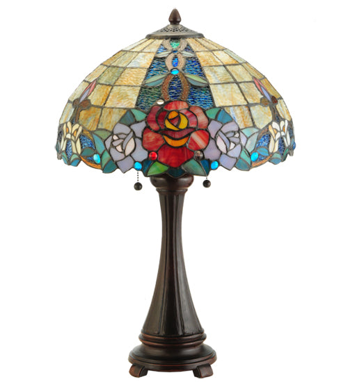 Meyda Tiffany Lighting 138121 Rose Vine Two Light Table Lamp Lamp Bronze / Dark
