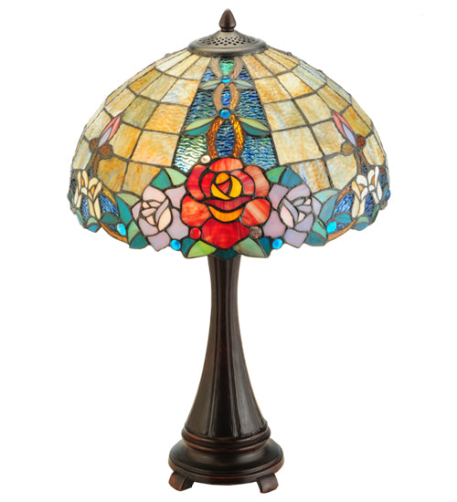 Meyda Tiffany Lighting 138121 Rose Vine Two Light Table Lamp Lamp Bronze / Dark
