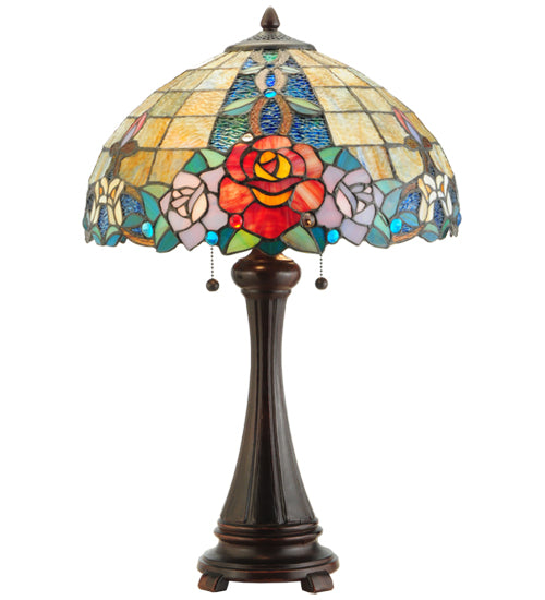 Meyda Tiffany Lighting 138121 Rose Vine Two Light Table Lamp Lamp Bronze / Dark