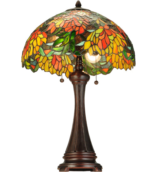 Meyda Tiffany Lighting 138122 Lamella Two Light Table Lamp Lamp Bronze / Dark