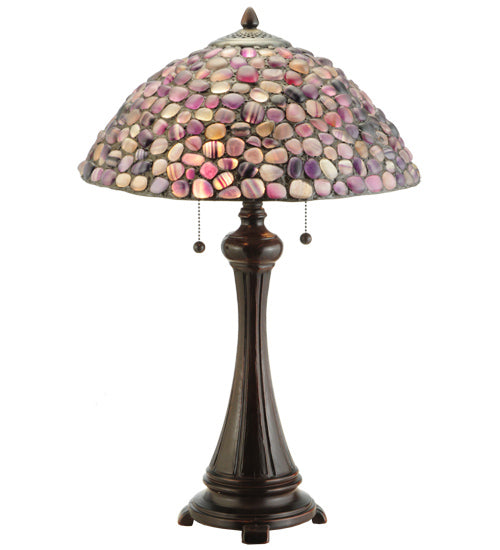 Meyda Tiffany Lighting 138125 Agata Two Light Table Lamp Lamp Bronze / Dark