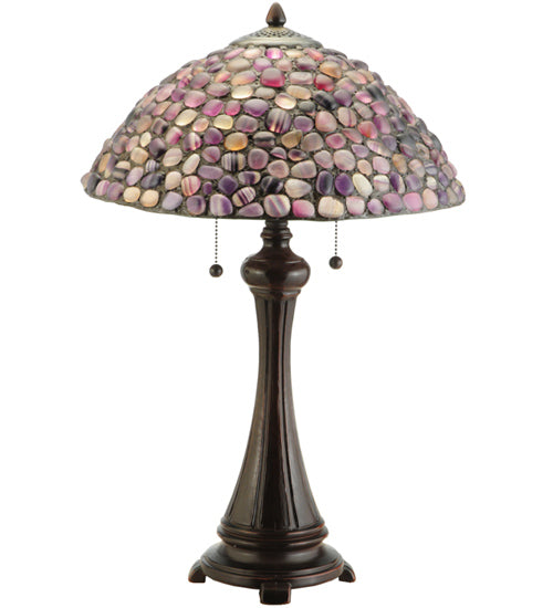 Meyda Tiffany Lighting 138125 Agata Two Light Table Lamp Lamp Bronze / Dark