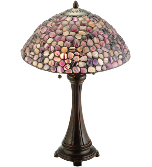 Meyda Tiffany Lighting 138125 Agata Two Light Table Lamp Lamp Bronze / Dark