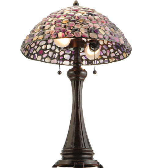 Meyda Tiffany Lighting 138125 Agata Two Light Table Lamp Lamp Bronze / Dark