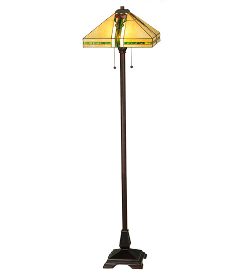 Meyda Tiffany Lighting 138127 Parker Poppy Two Light Floor Lamp Lamp Bronze / Dark