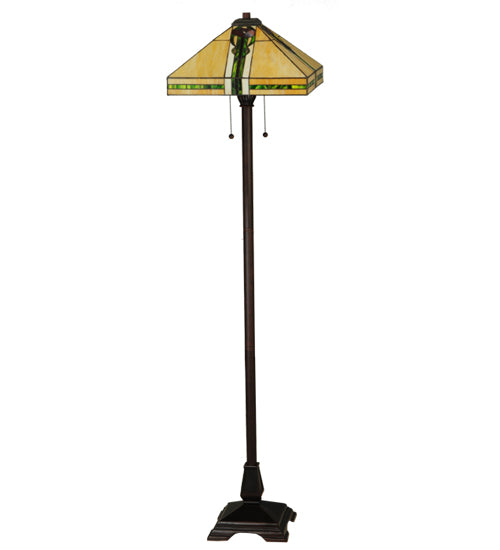 Meyda Tiffany Lighting 138127 Parker Poppy Two Light Floor Lamp Lamp Bronze / Dark