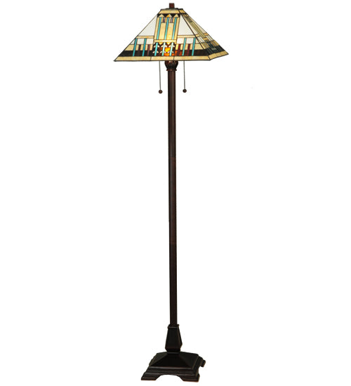 Meyda Tiffany Lighting 138129 Prairie Peaks Two Light Floor Lamp Lamp Bronze / Dark