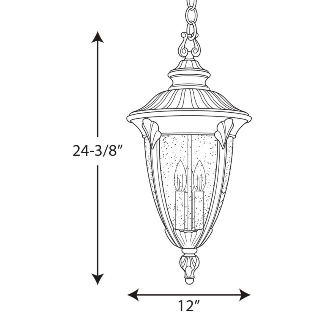 Progress Lighting P5520-31 Meridian Three Light Hanging Lantern Outdoor Black