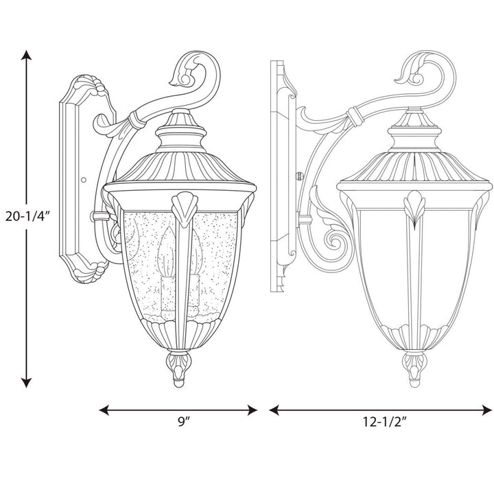Progress Lighting P5822-31 Meridian Two Light Wall Lantern Outdoor Black