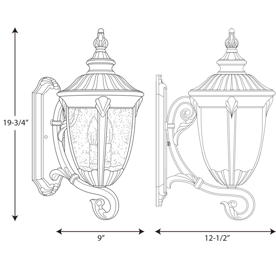Progress Lighting P5823-31 Meridian Two Light Wall Lantern Outdoor Black