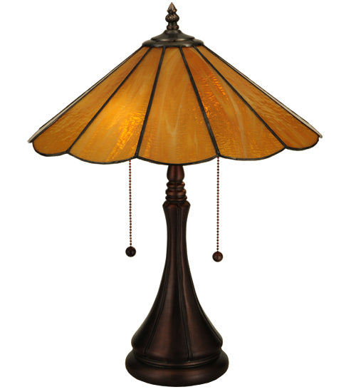 Meyda Tiffany Lighting 138208 Panel Two Light Table Lamp Lamp Bronze / Dark