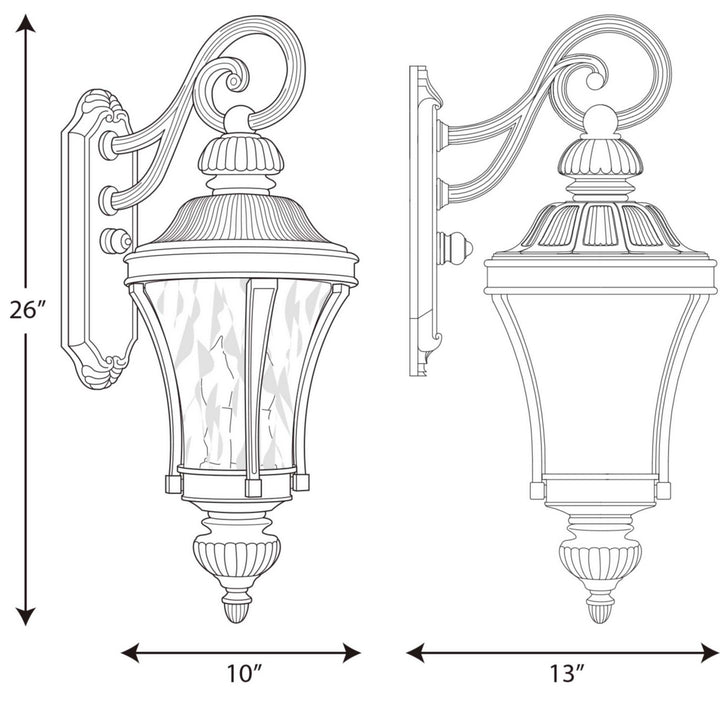 Progress Lighting P5837-77 Nottington Three Light Large Wall Lantern Outdoor Bronze / Dark