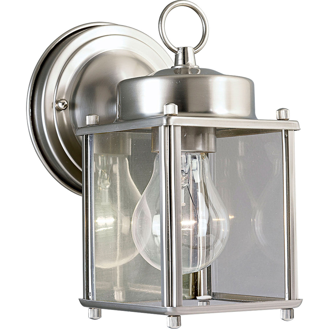 Progress Lighting P5607-09 Flat Glass Lantern One Light Wall Lantern Outdoor Pewter, Nickel, Silver