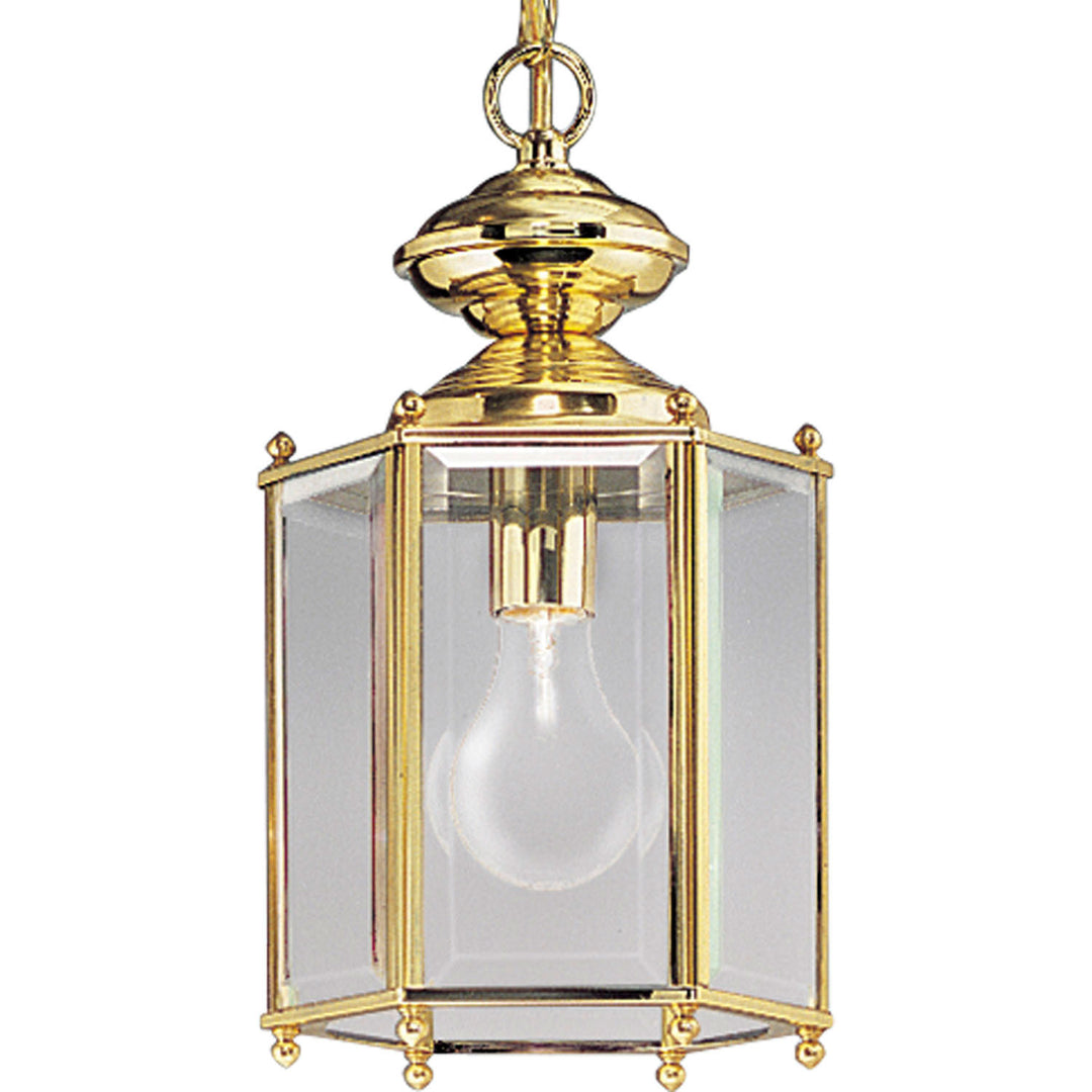 Progress Lighting P5834-10 Beveled Glass One Light Close To Ceiling Outdoor Brass - Polished / Cast