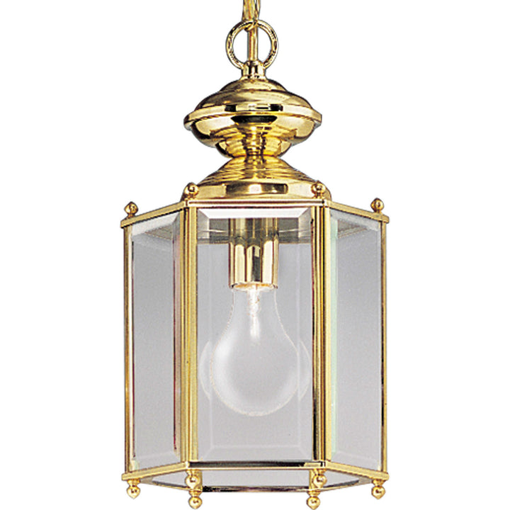Progress Lighting P5834-10 Beveled Glass One Light Close To Ceiling Outdoor Brass - Polished / Cast