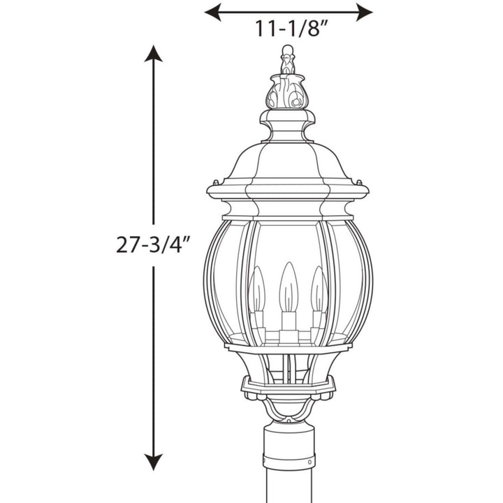 Progress Lighting P5401-31 Onion Lantern Four Light Post Lantern Outdoor Black