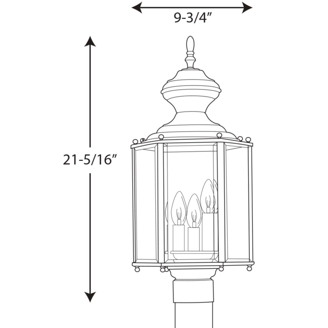 Progress Lighting P5432-10 Brassguard Lantern Three Light Post Lantern Outdoor Brass - Polished / Cast
