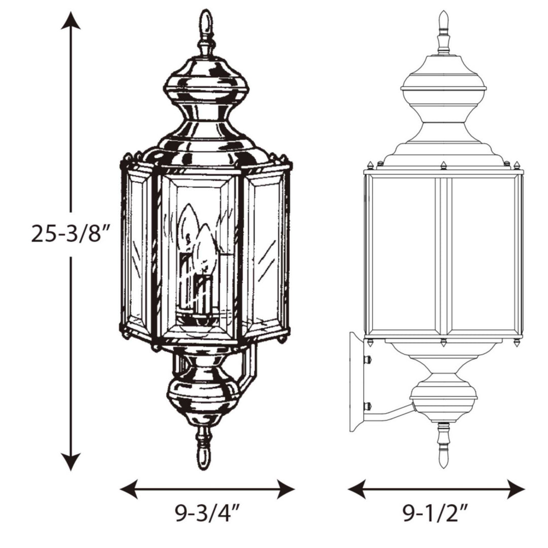 Progress Lighting P5730-10 Brassguard Lantern Three Light Wall Lantern Outdoor Brass - Polished / Cast