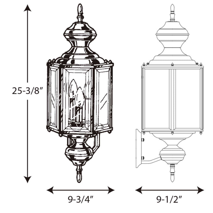 Progress Lighting P5730-10 Brassguard Lantern Three Light Wall Lantern Outdoor Brass - Polished / Cast