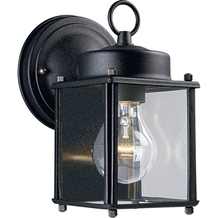 Progress Lighting P5607-31 Flat Glass Lantern One Light Wall Lantern Outdoor Black