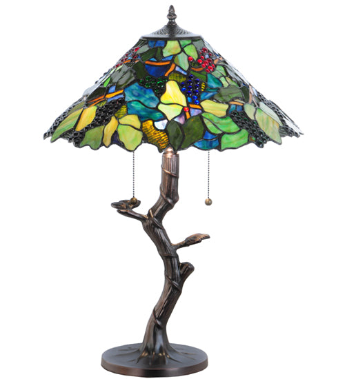 Meyda Tiffany Lighting 138583 Grape Harvest Two Light Table Lamp Lamp Bronze / Dark