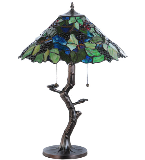 Meyda Tiffany Lighting 138583 Grape Harvest Two Light Table Lamp Lamp Bronze / Dark
