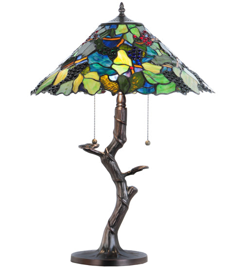 Meyda Tiffany Lighting 138583 Grape Harvest Two Light Table Lamp Lamp Bronze / Dark