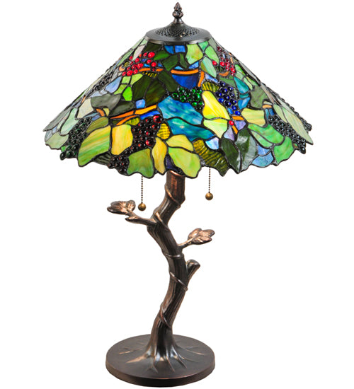 Meyda Tiffany Lighting 138583 Grape Harvest Two Light Table Lamp Lamp Bronze / Dark