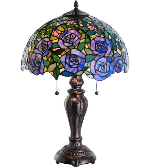 Meyda Tiffany Lighting 138584 Rosebush Two Light Table Lamp Lamp Bronze / Dark