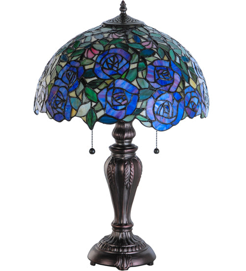 Meyda Tiffany Lighting 138584 Rosebush Two Light Table Lamp Lamp Bronze / Dark