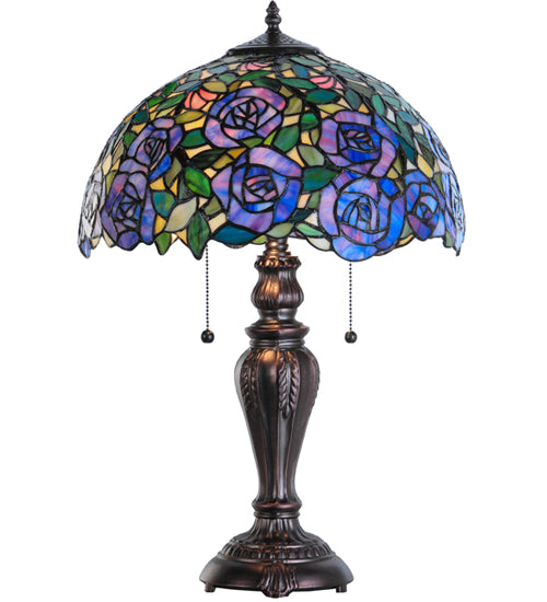 Meyda Tiffany Lighting 138584 Rosebush Two Light Table Lamp Lamp Bronze / Dark
