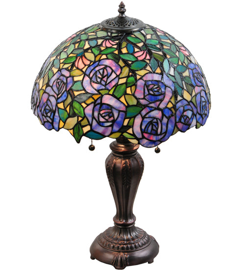 Meyda Tiffany Lighting 138584 Rosebush Two Light Table Lamp Lamp Bronze / Dark
