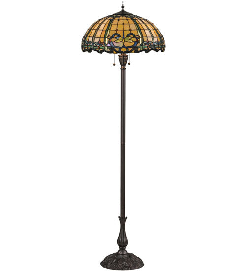 Meyda Tiffany Lighting 138587 Dragonfly Three Light Floor Lamp Lamp Bronze / Dark