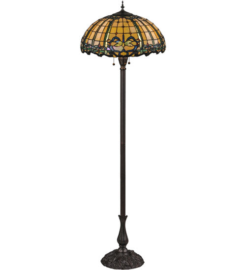 Meyda Tiffany Lighting 138587 Dragonfly Three Light Floor Lamp Lamp Bronze / Dark