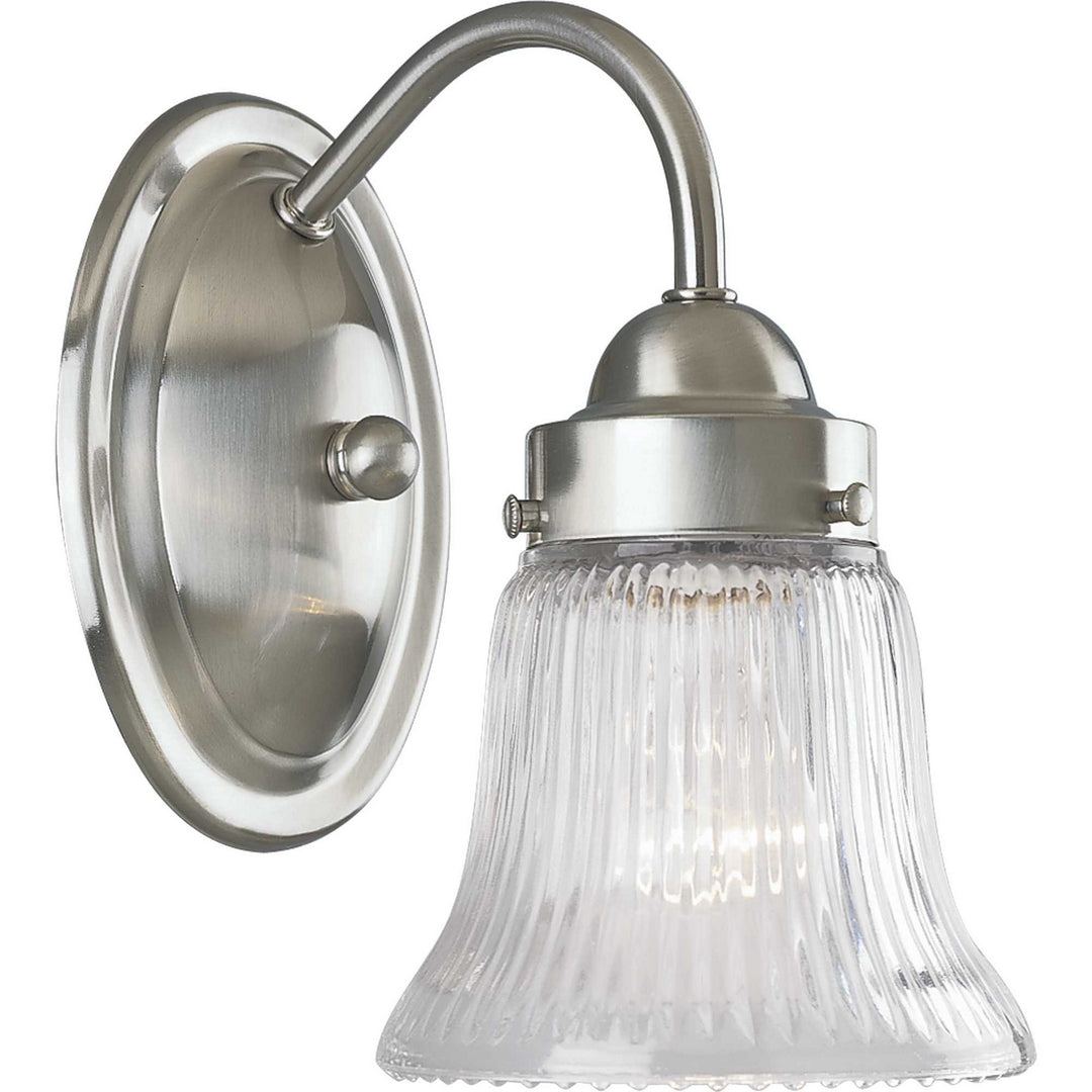 Progress Fluted Glass-Clear P3287-09 Wall Light - Brushed Nickel