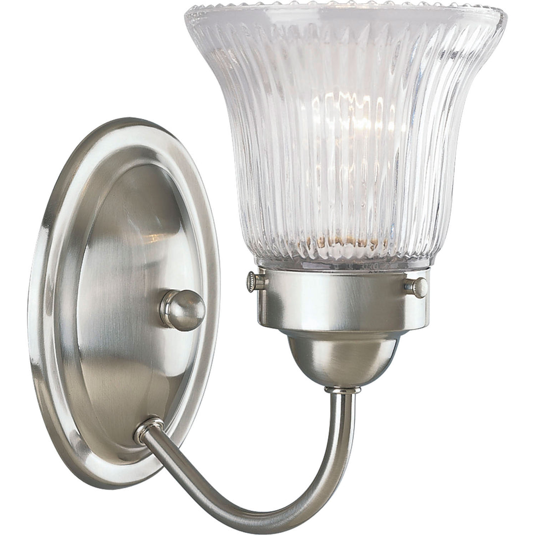 Progress Fluted Glass-Clear P3287-09 Wall Light - Brushed Nickel