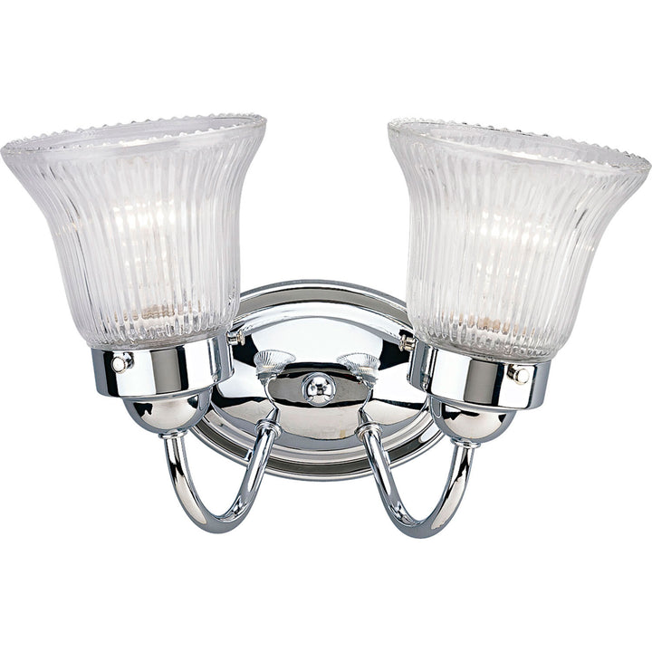 Progress Fluted Glass-Clear P3288-15 Bath Vanity Light 12 in. wide - Polished Chrome