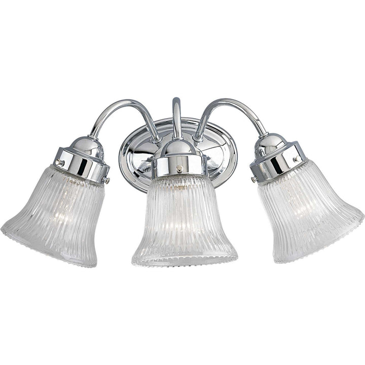 Progress Fluted Glass-Clear P3289-15 Bath Vanity Light 17 in. wide - Polished Chrome