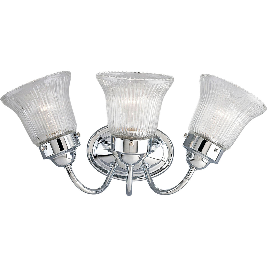 Progress Fluted Glass-Clear P3289-15 Bath Vanity Light 17 in. wide - Polished Chrome