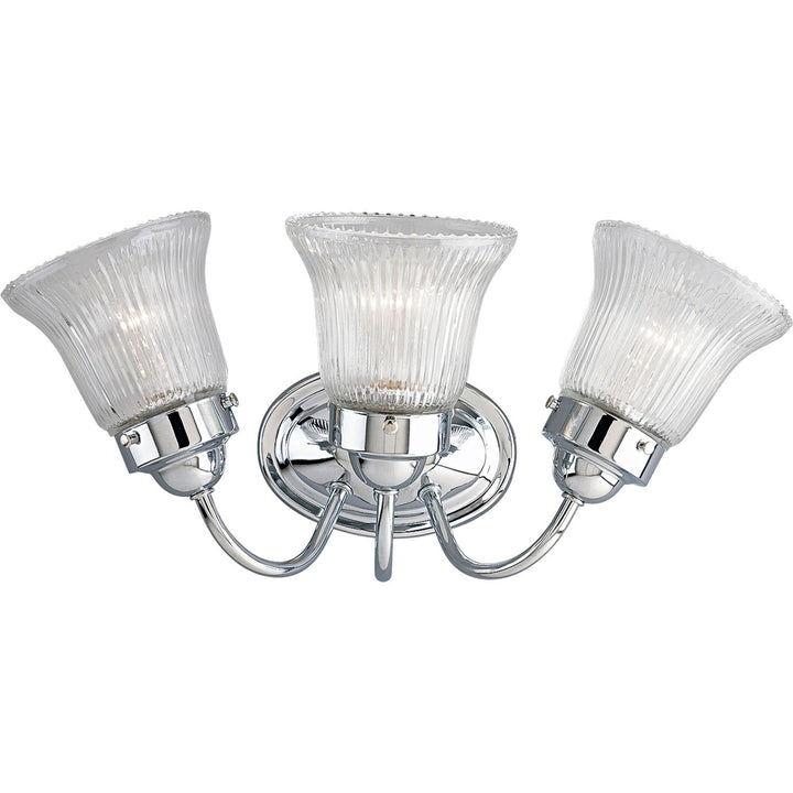 Progress Fluted Glass-Clear P3289-15 Bath Vanity Light 17 in. wide - Polished Chrome
