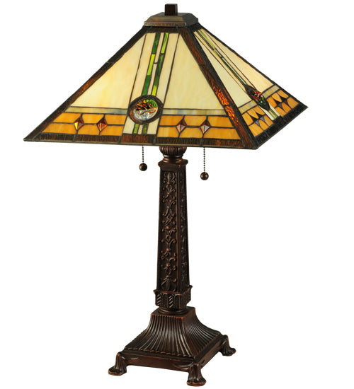 Meyda Tiffany Lighting 138771 Carlsbad Mission Two Light Table Lamp Lamp Bronze / Dark